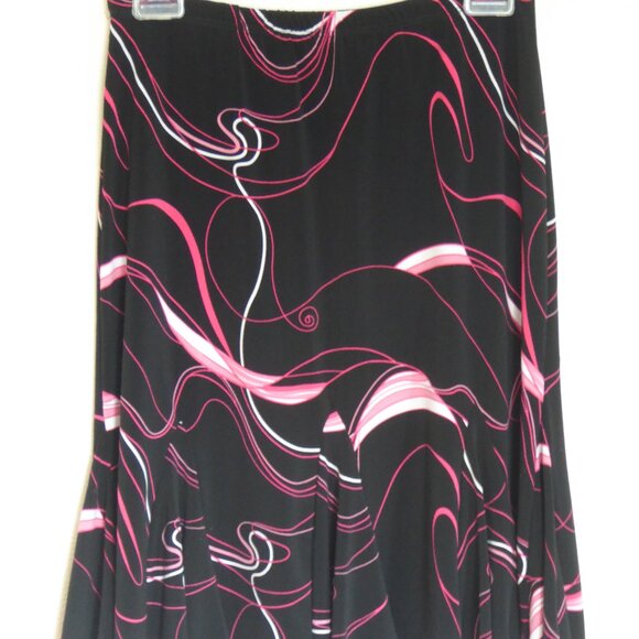 Fun Flirty Black with Pink/White Swirl Skirt by Susan Lawrence - Picture 1 of 4